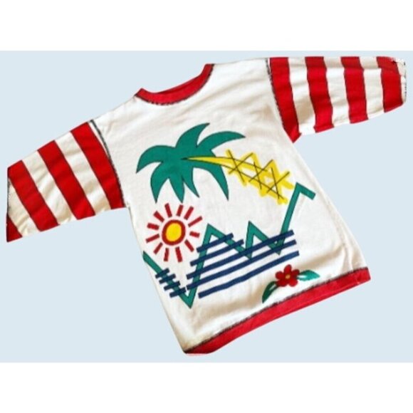 Vintage SB Sport Palm Tree Summer Theme Retro Sweatshirt Top Shirt Sz S - Picture 1 of 7